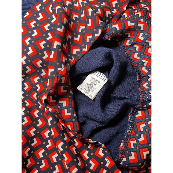 NY Collection Blouse  Long Sleeves Peter Pan Collar Heart Print Blue Large - Picture 5 of 5